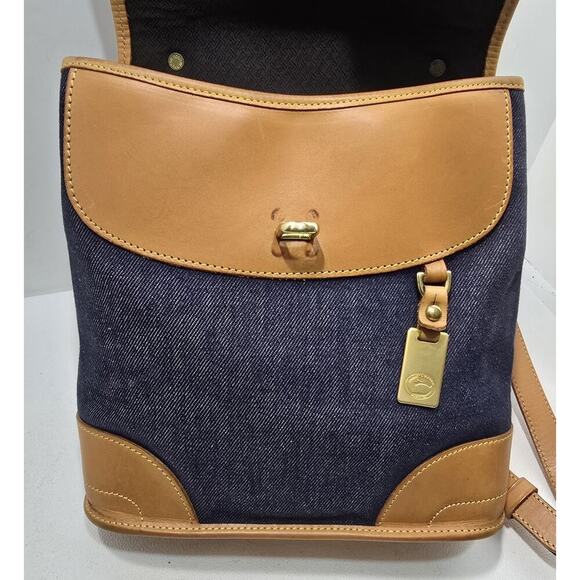 Vintage Dooney & Bourke Denim Leather Cabriolet Backpack USA - Picture 2 of 15